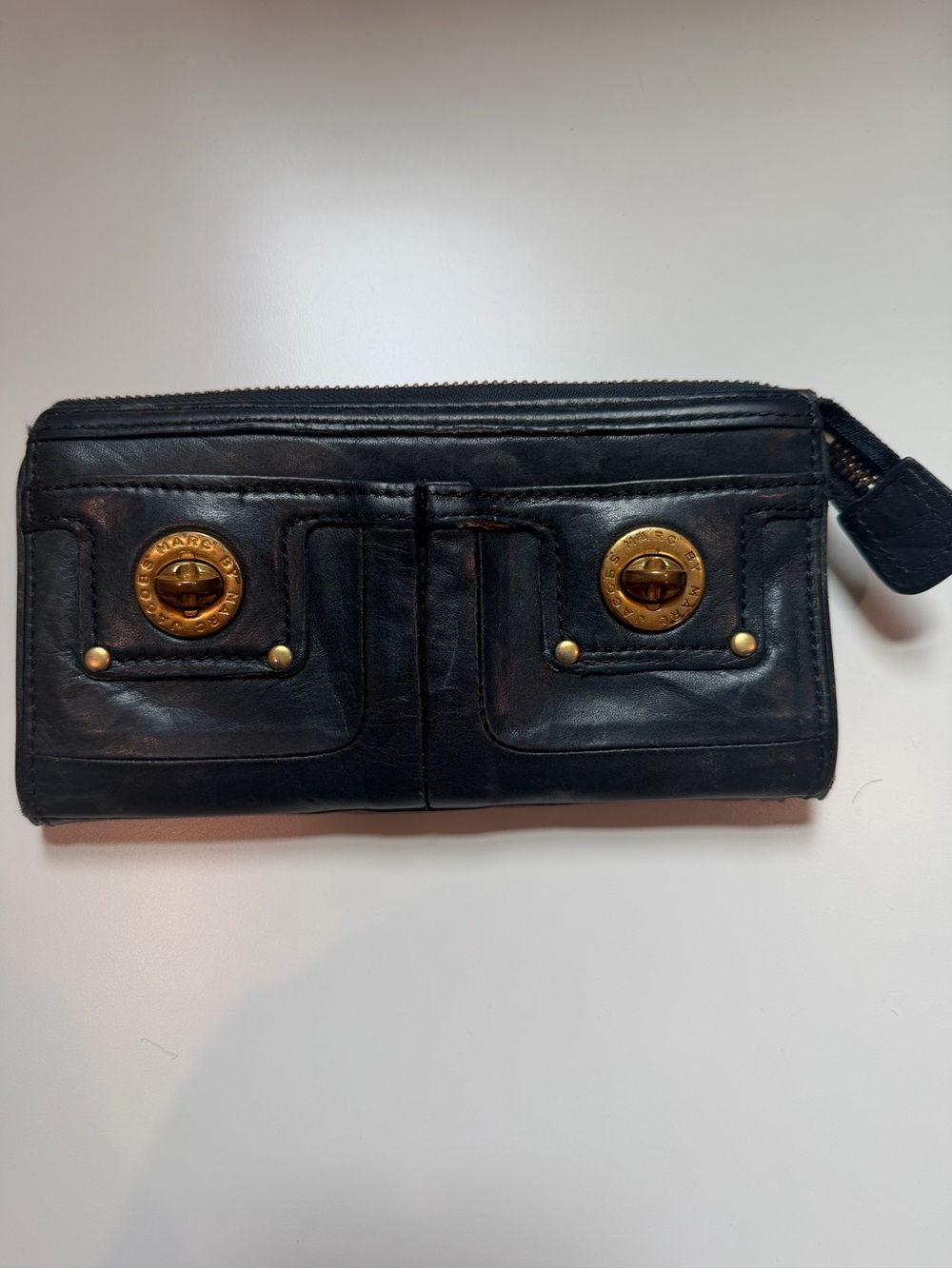 Marc By Marc Jacobs Black Leather Zip Wallet with Branded Interior